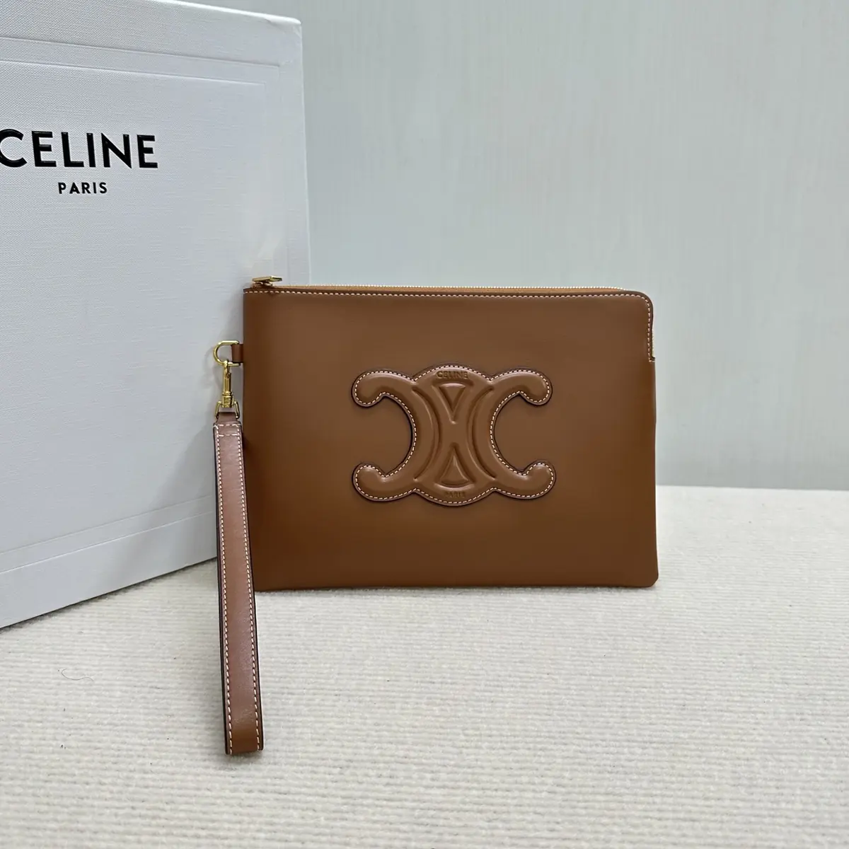 Celine Style Beige Leather Clutch Lookbook Reference image 1