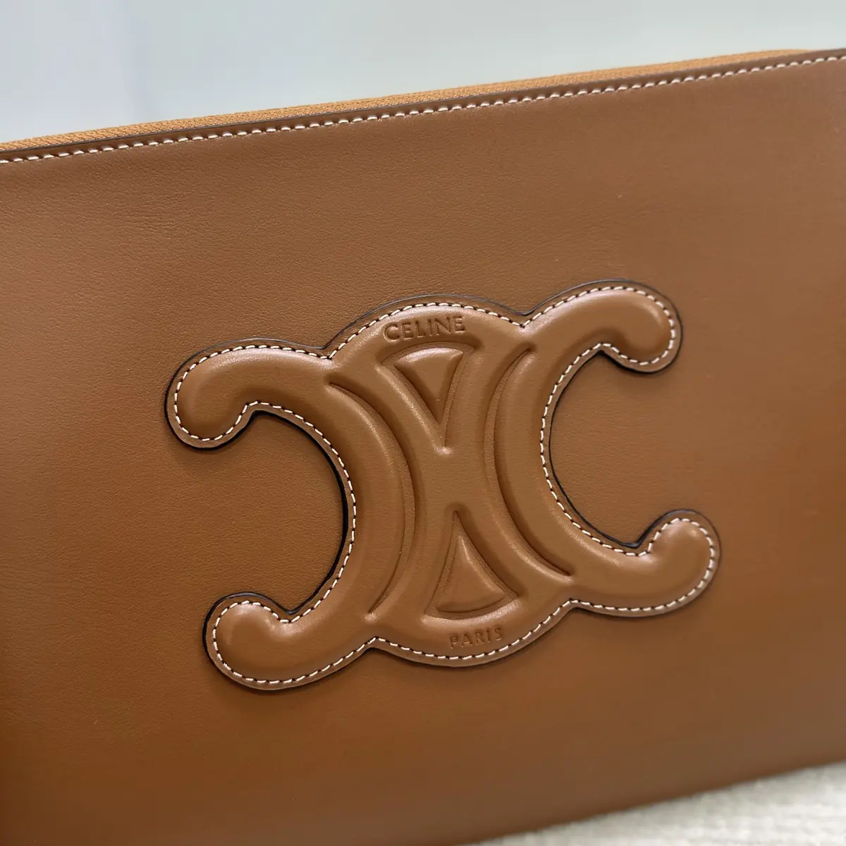 Celine Style Beige Leather Clutch Lookbook Reference image 4
