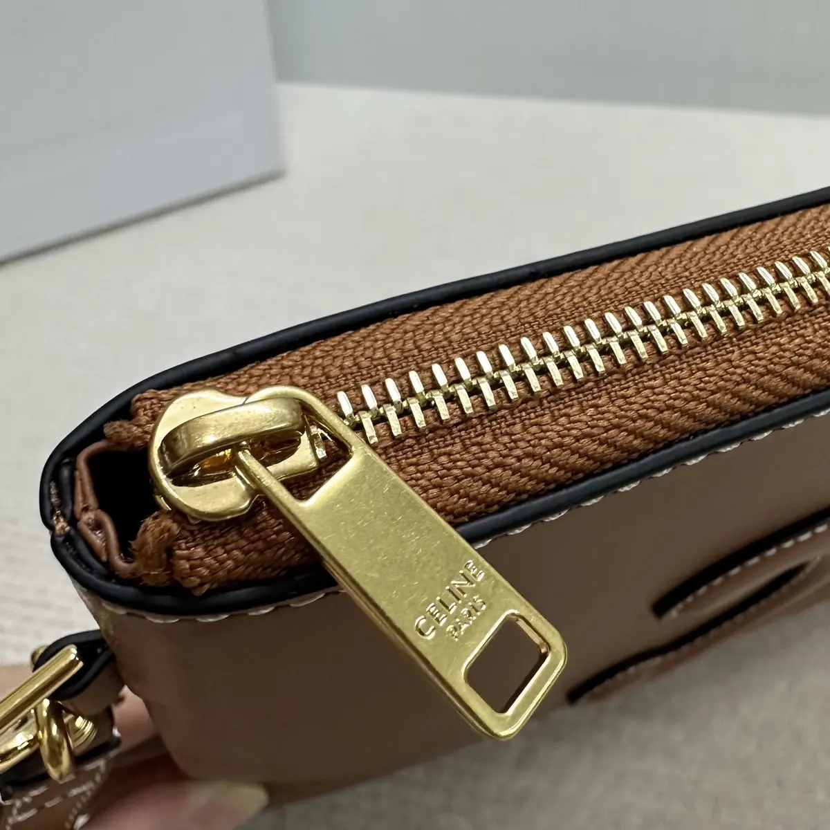 Celine Style Beige Leather Clutch Lookbook Reference image 5