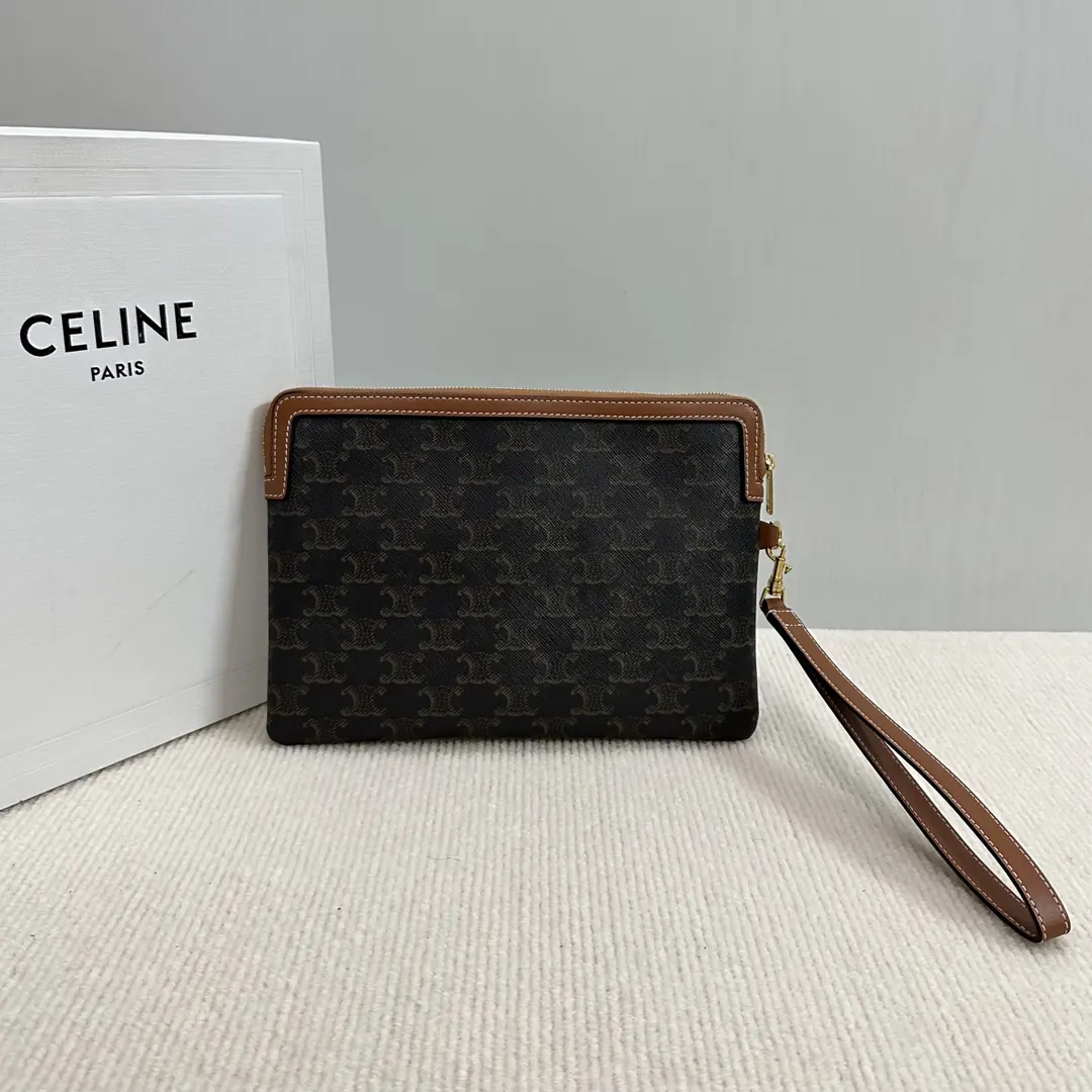 Celine Style Beige Leather Clutch Lookbook Reference image 2