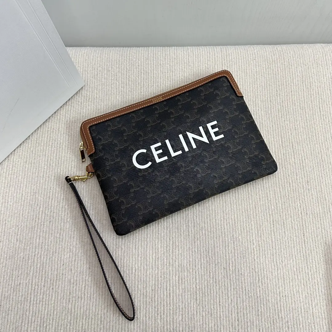 Celine Style Beige Leather Clutch Lookbook Reference image 3