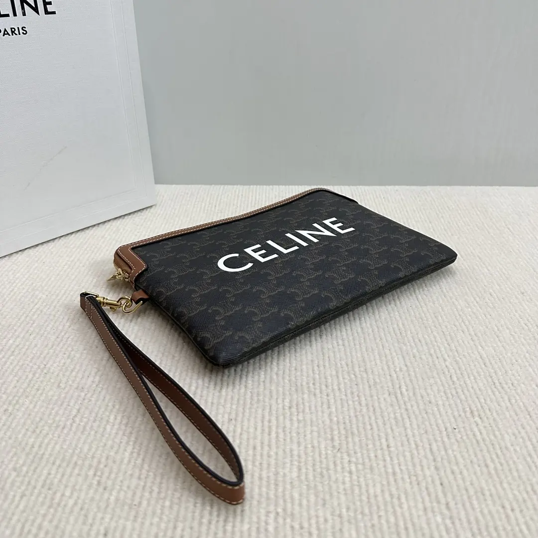 Celine Style Beige Leather Clutch Lookbook Reference image 4