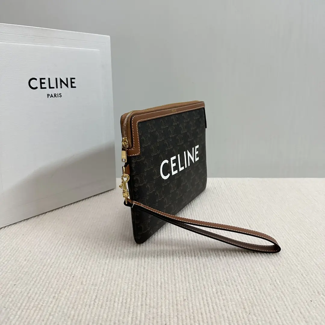 Celine Style Beige Leather Clutch Lookbook Reference image 5
