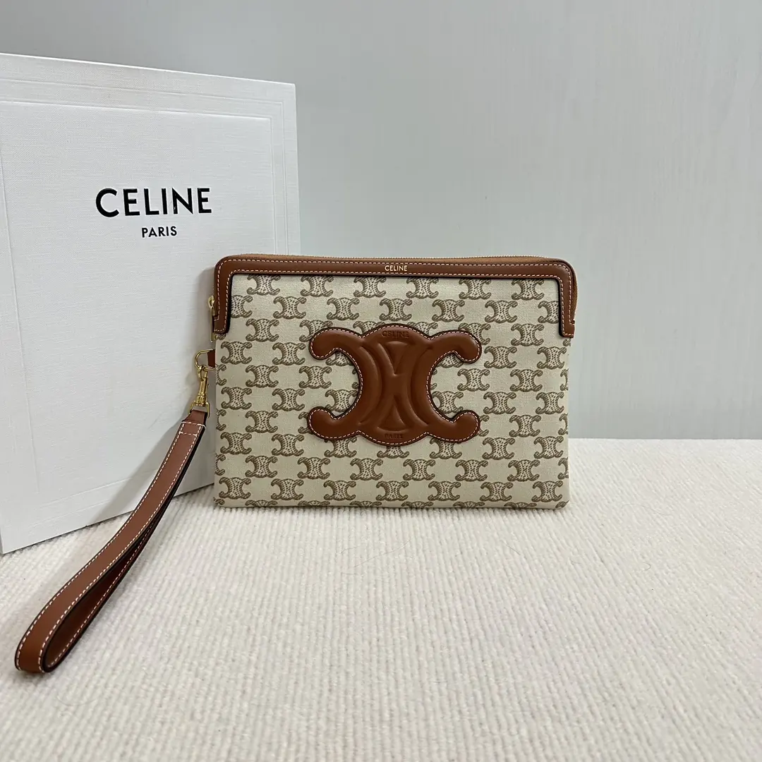Celine Style Beige Leather Clutch Lookbook Reference image 1
