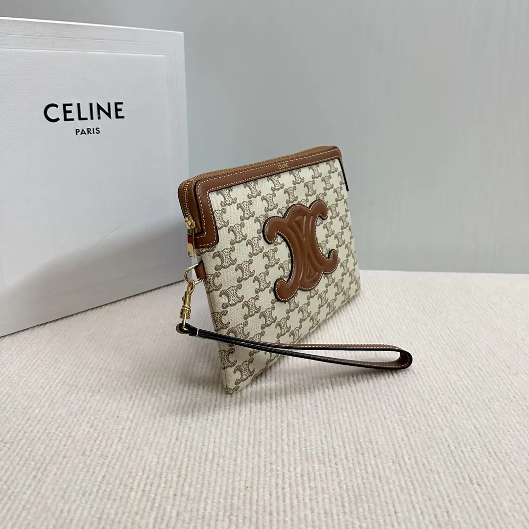 Celine Style Beige Leather Clutch Lookbook Reference image 2