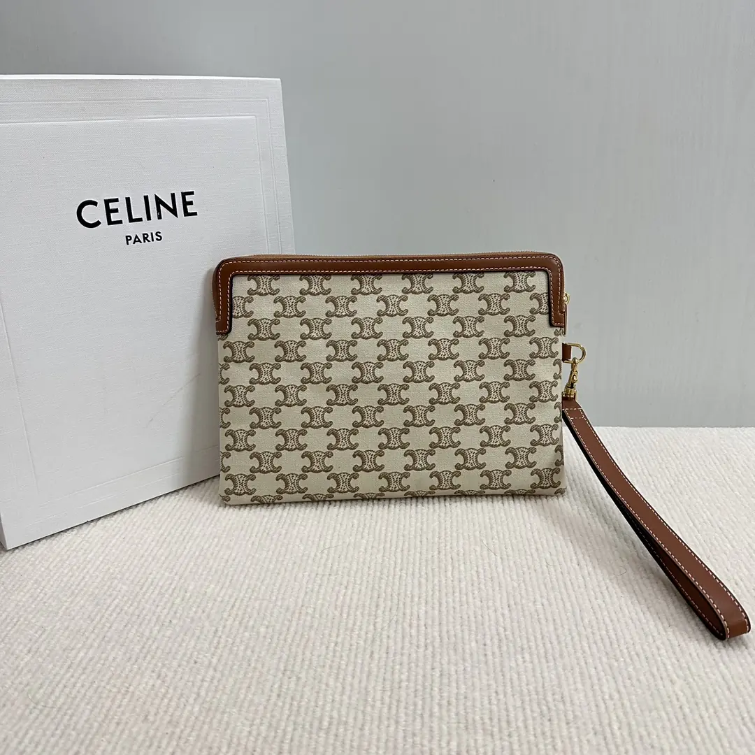 Celine Style Beige Leather Clutch Lookbook Reference image 3