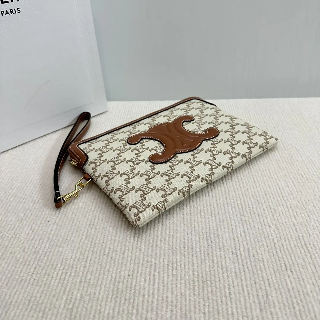 Celine Style Beige Leather Clutch Lookbook Reference image 4