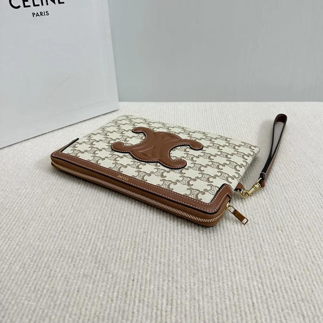 Celine Style Beige Leather Clutch Lookbook Reference image 5
