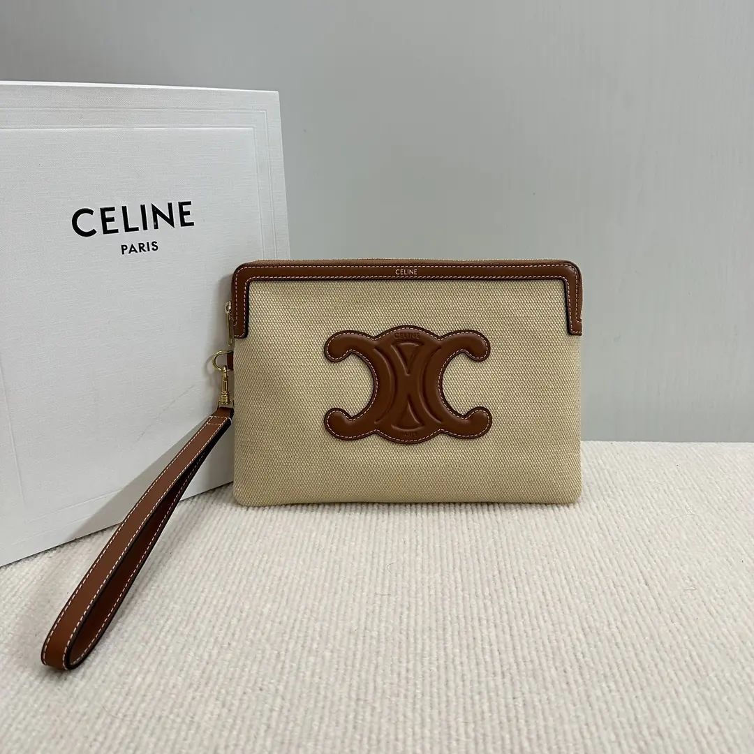 Celine Style Beige Leather Clutch Lookbook Reference image 1
