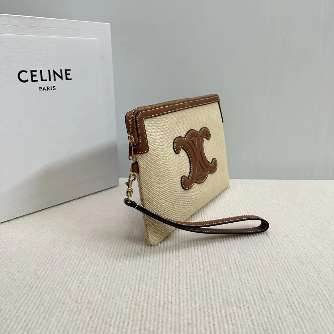 Celine Style Beige Leather Clutch Lookbook Reference image 2