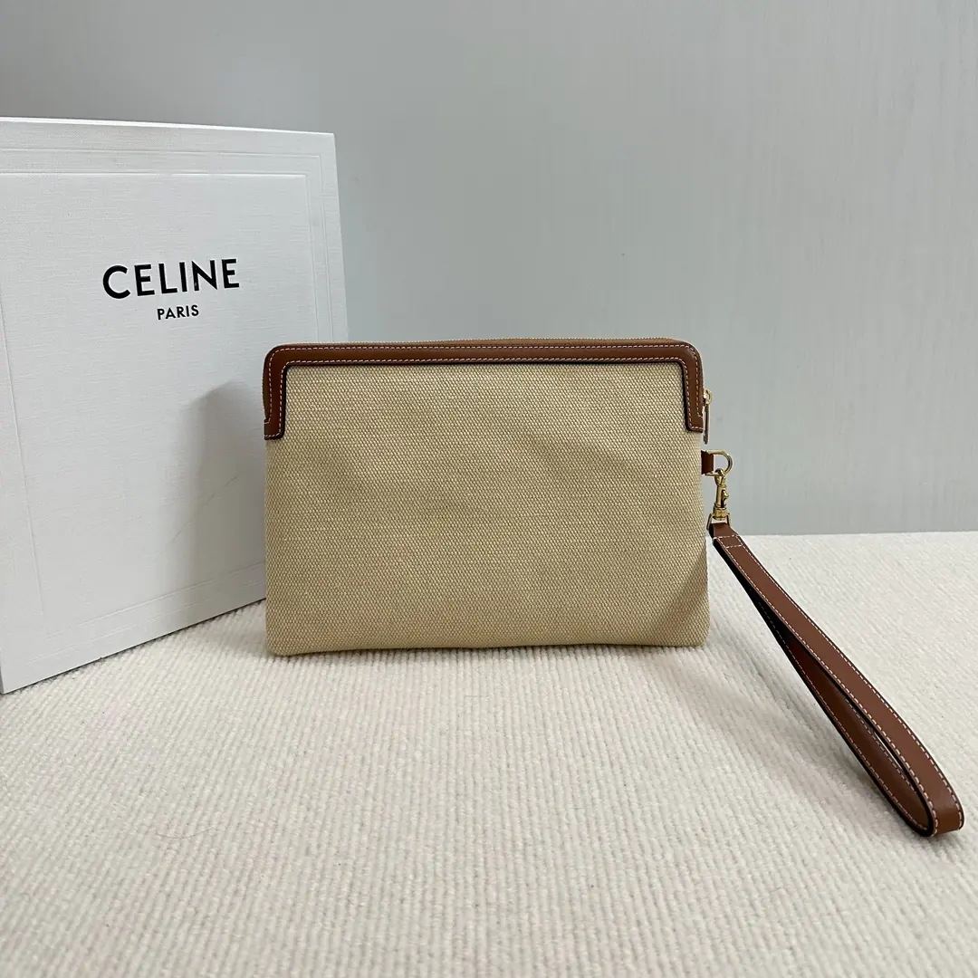Celine Style Beige Leather Clutch Lookbook Reference image 3