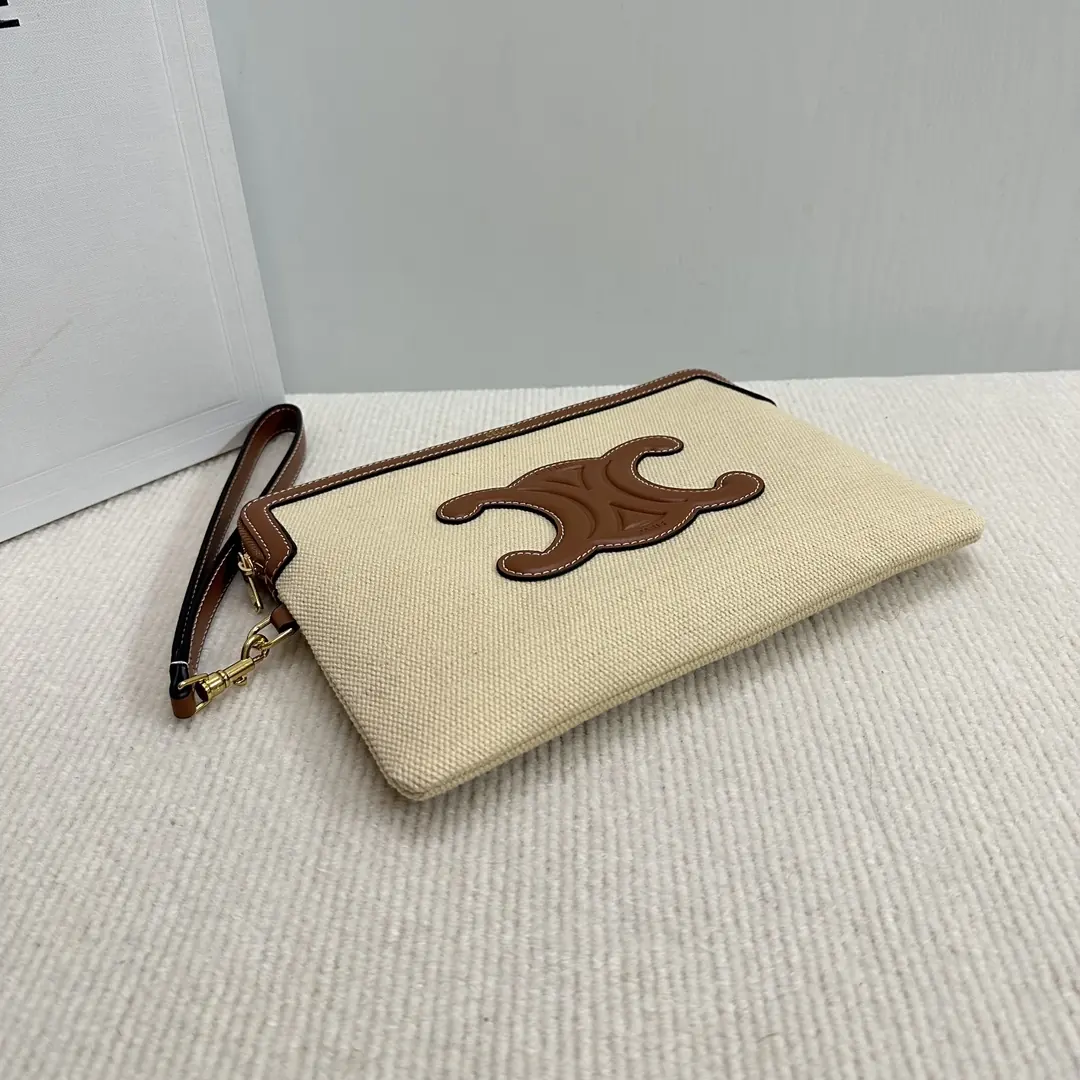 Celine Style Beige Leather Clutch Lookbook Reference image 4