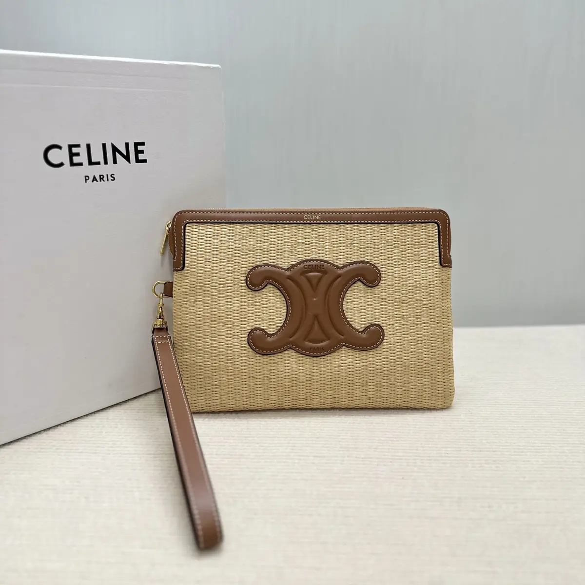 Celine Style Beige Leather Clutch Lookbook Reference image 1