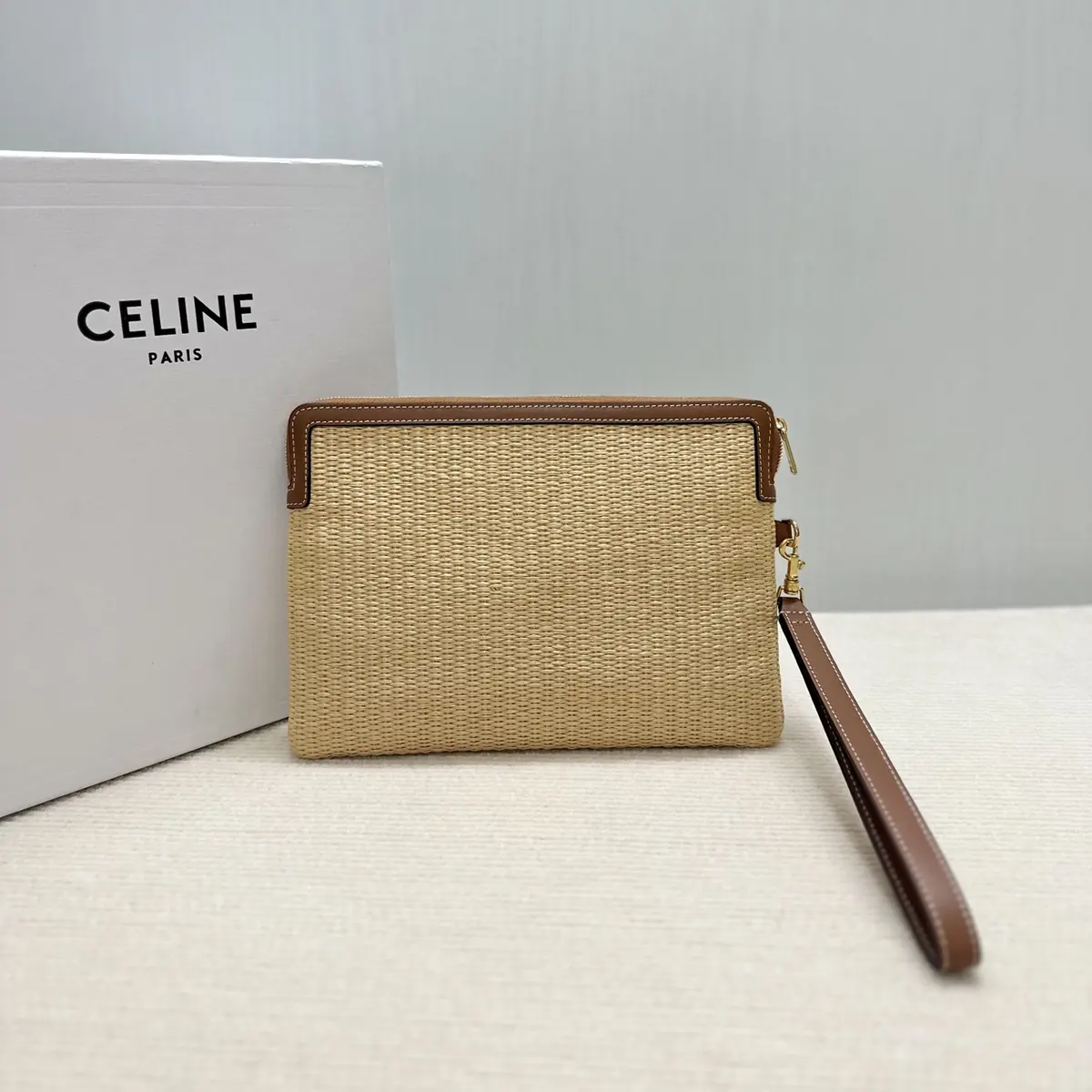 Celine Style Beige Leather Clutch Lookbook Reference image 2