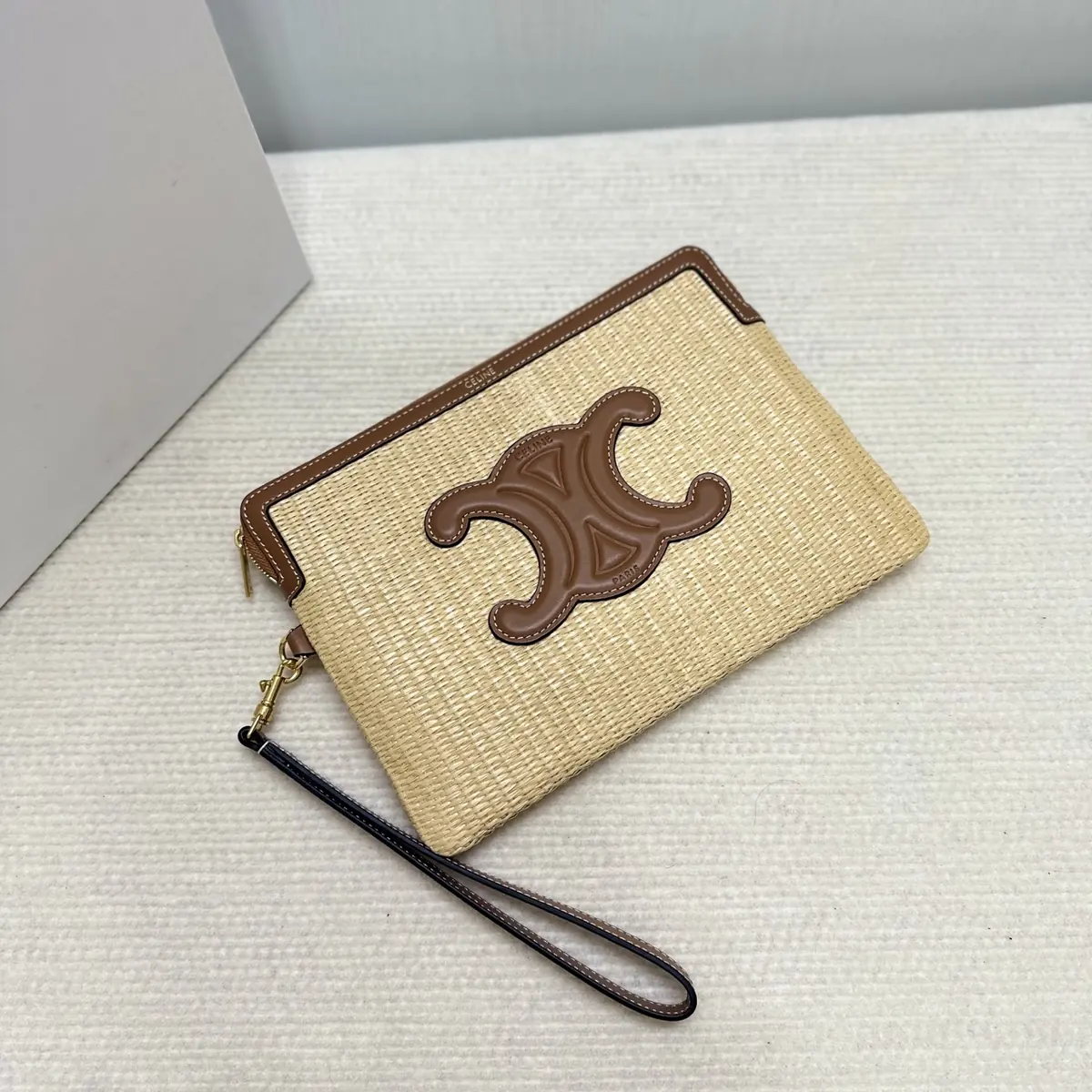 Celine Style Beige Leather Clutch Lookbook Reference image 3