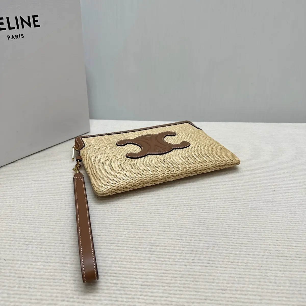 Celine Style Beige Leather Clutch Lookbook Reference image 4