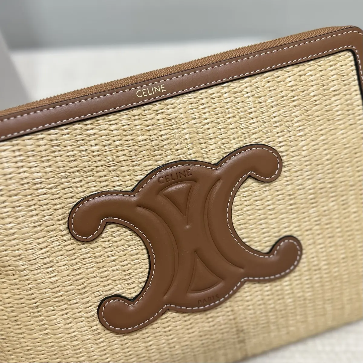 Celine Style Beige Leather Clutch Lookbook Reference image 5