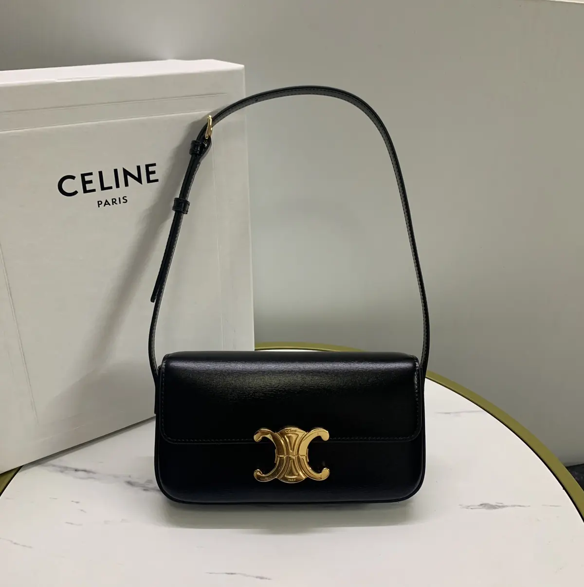 Celine Style Beige Leather Shoulder Bag Lookbook Reference image 1