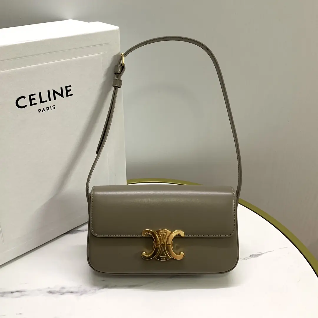 Celine Style Beige Leather Shoulder Bag Lookbook Reference image 1