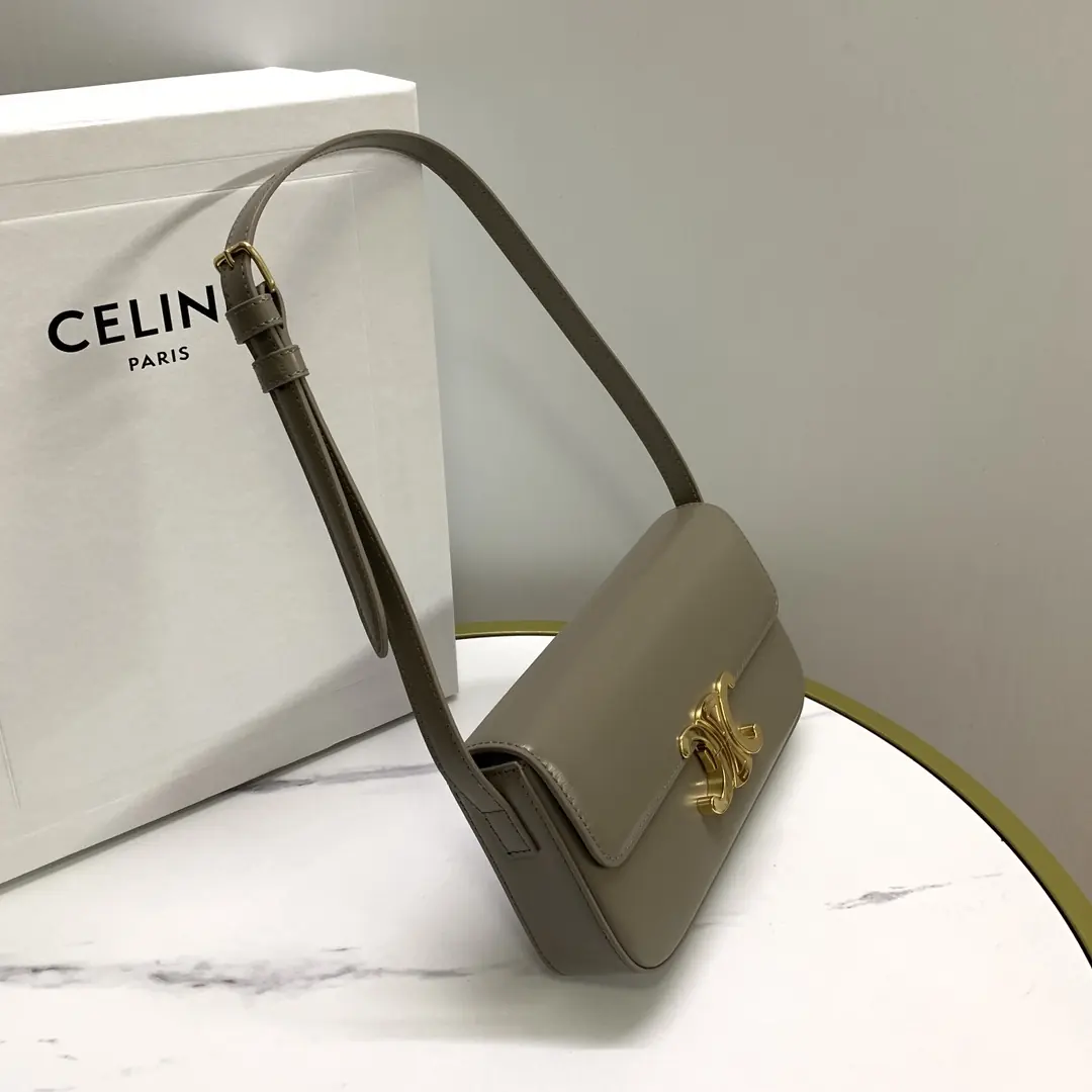 Celine Style Beige Leather Shoulder Bag Lookbook Reference image 2