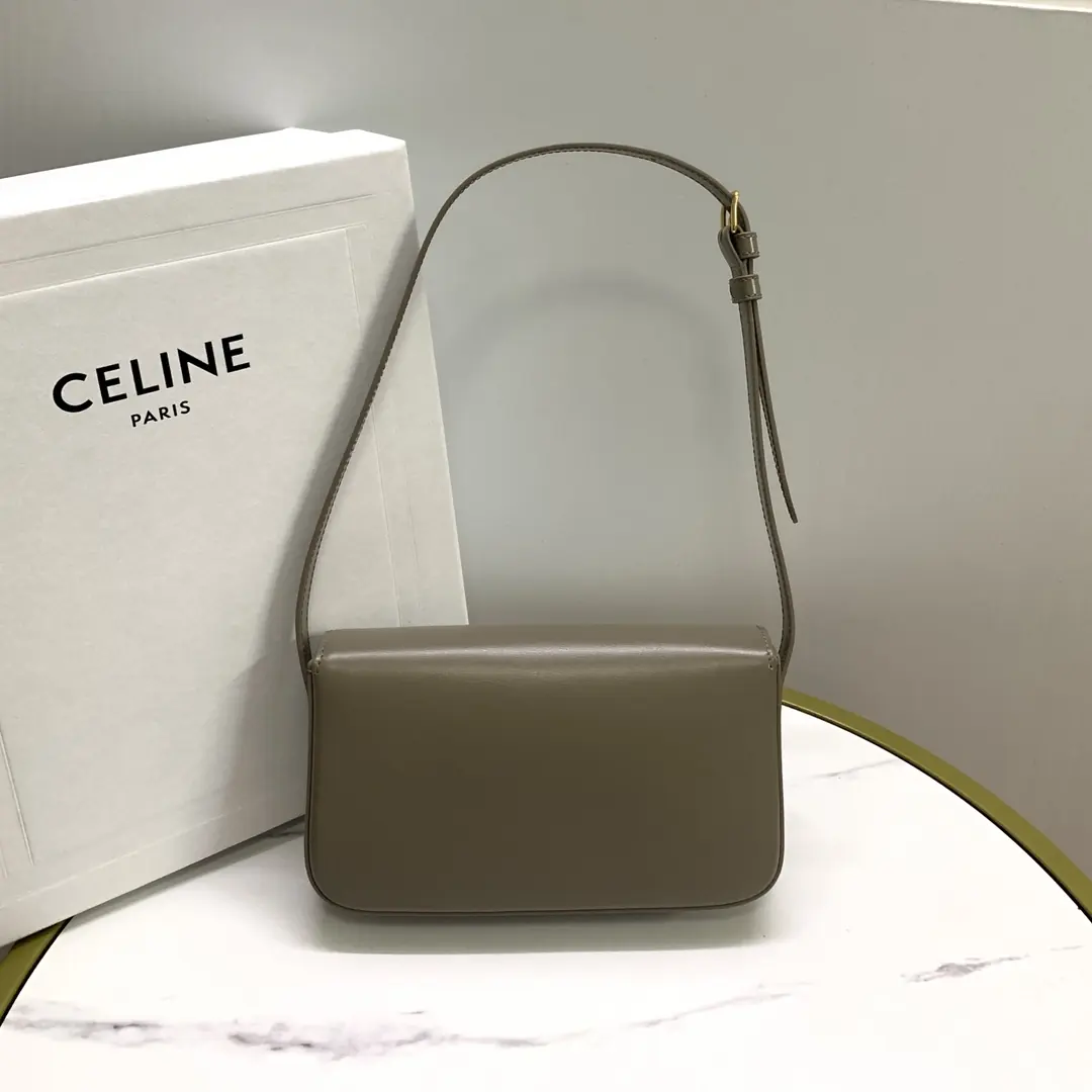 Celine Style Beige Leather Shoulder Bag Lookbook Reference image 3