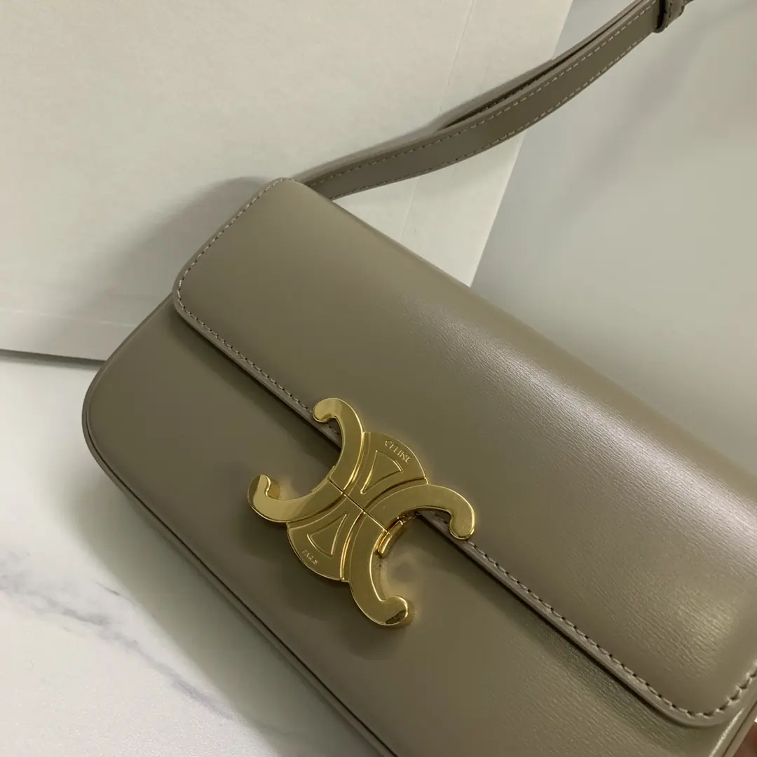 Celine Style Beige Leather Shoulder Bag Lookbook Reference image 5