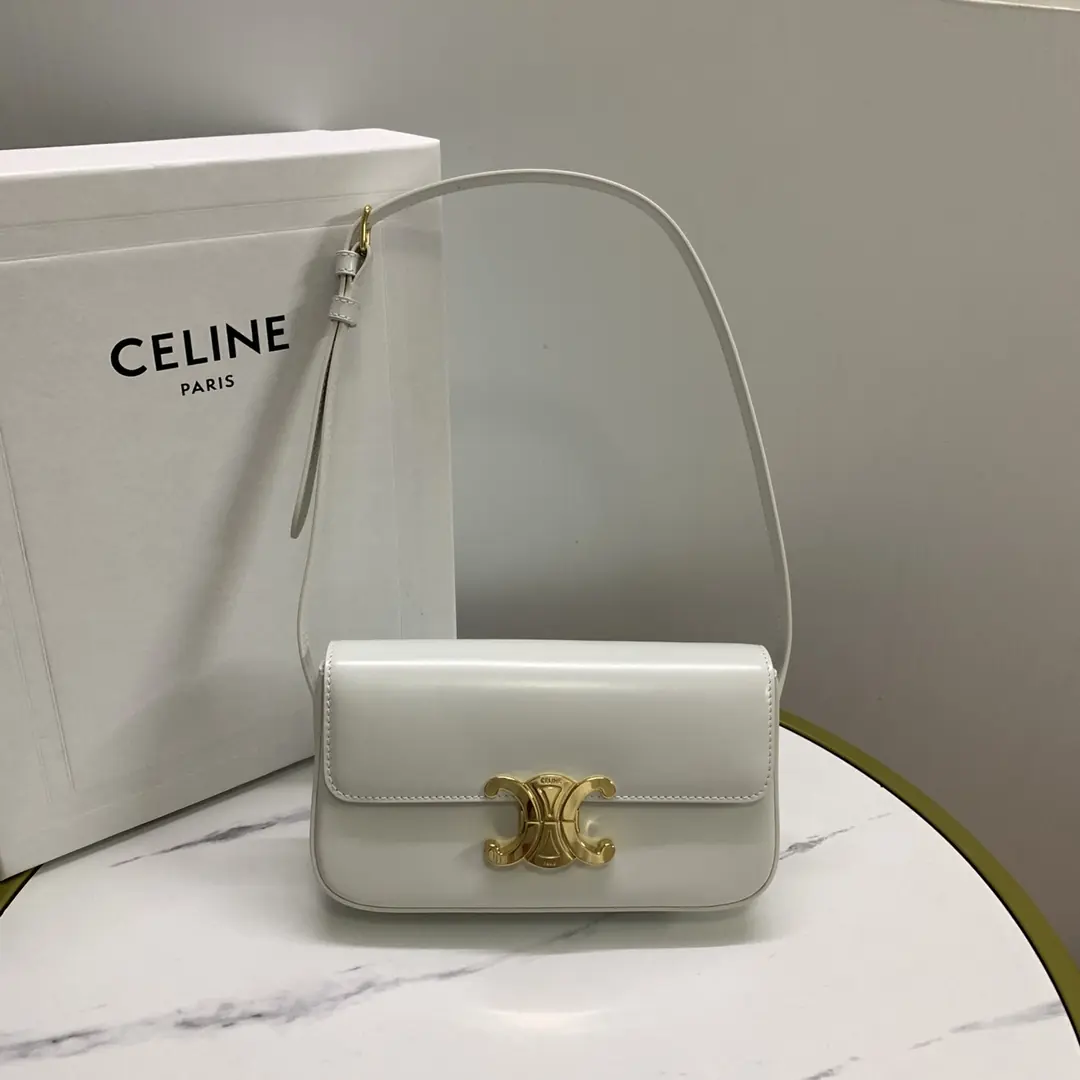 Celine Style Beige Leather Shoulder Bag Lookbook Reference image 1