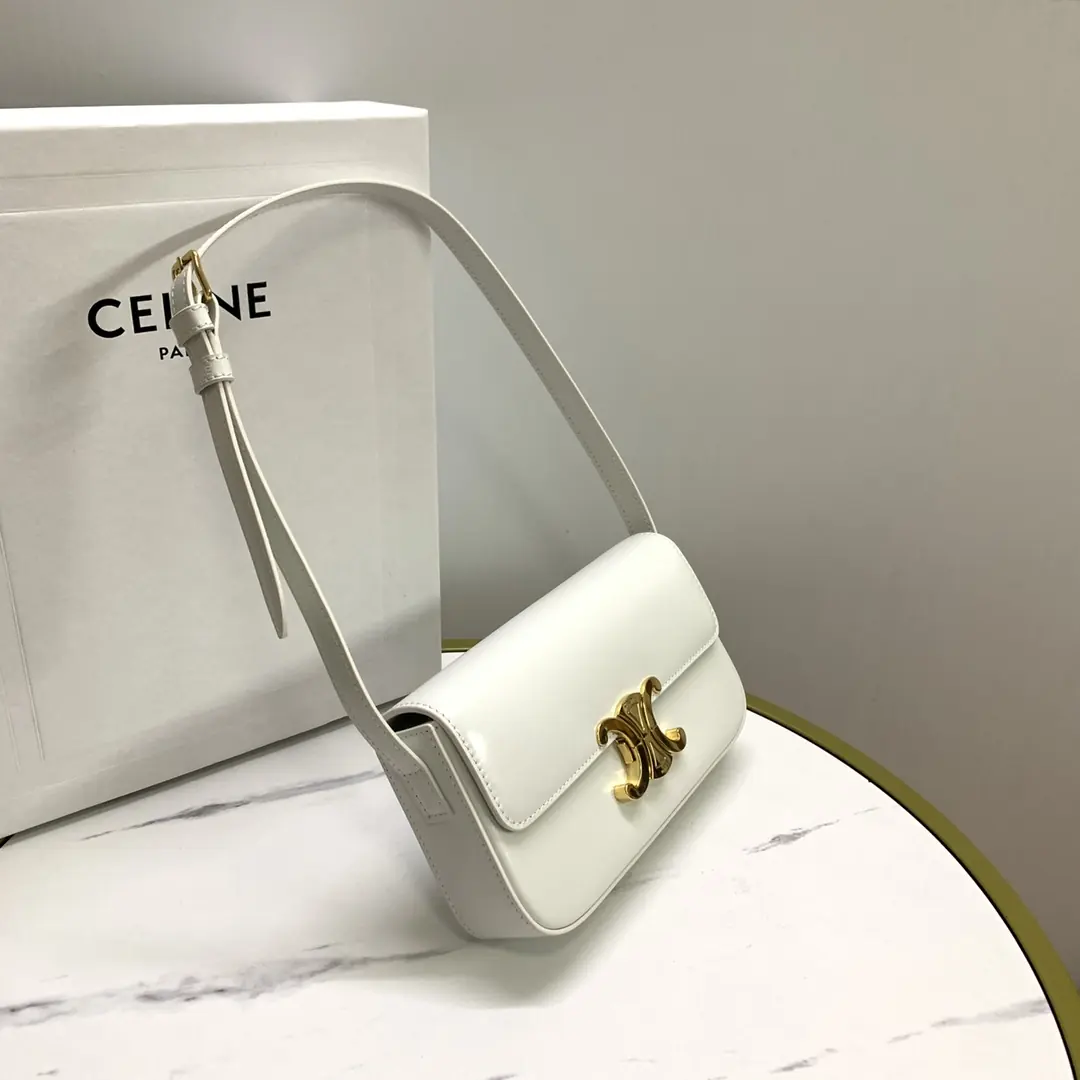 Celine Style Beige Leather Shoulder Bag Lookbook Reference image 2