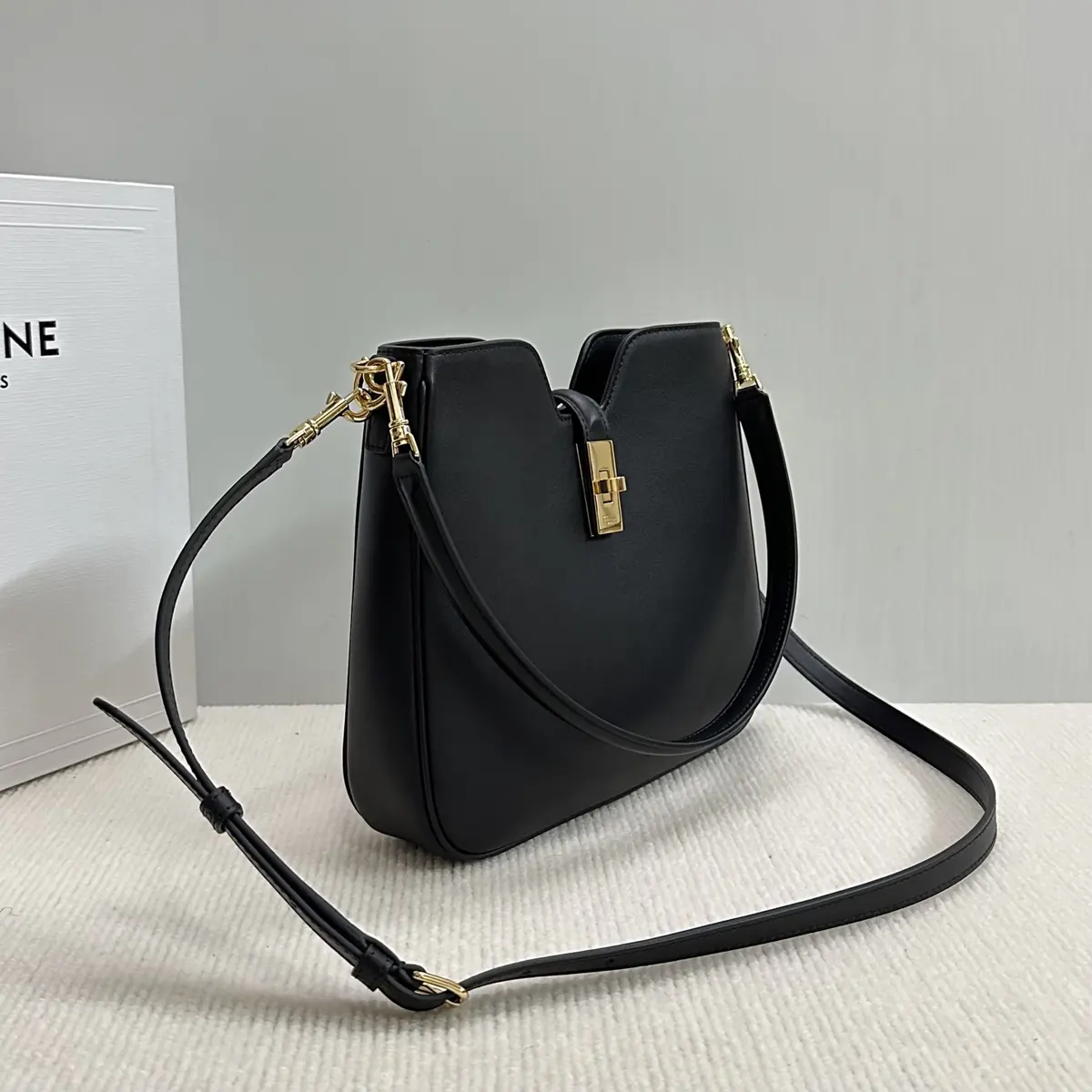 Celine Style Black Leather Hobo Bag Bags Hobo Bag detail image 3 from source 719956