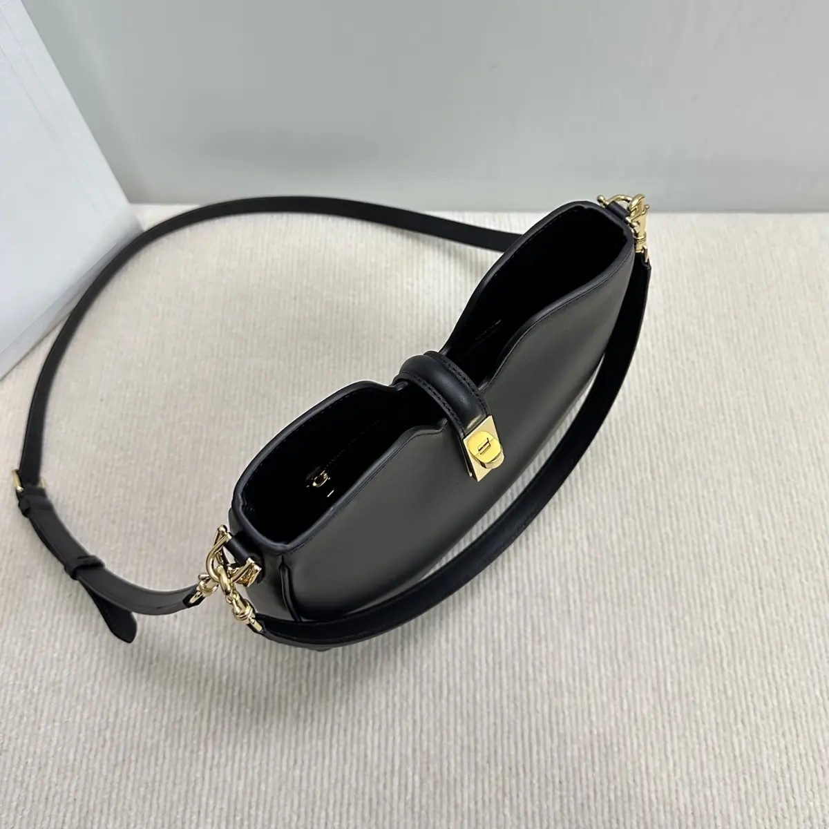 Celine Style Black Leather Hobo Bag Bags Hobo Bag detail image 7 from source 719956
