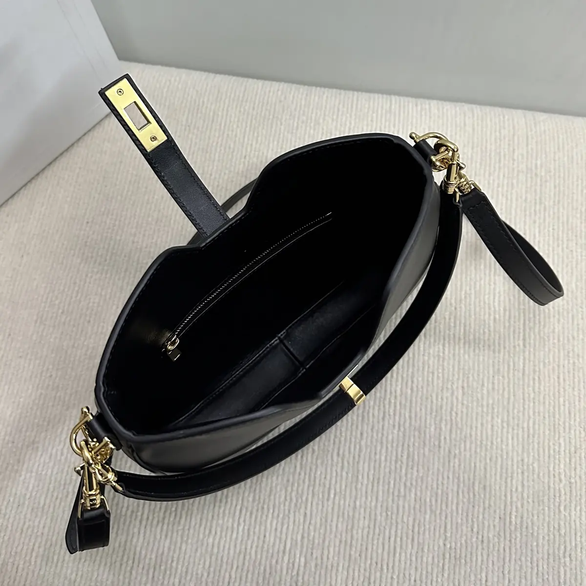 Celine Style Black Leather Hobo Bag Bags Hobo Bag detail image 8 from source 719956