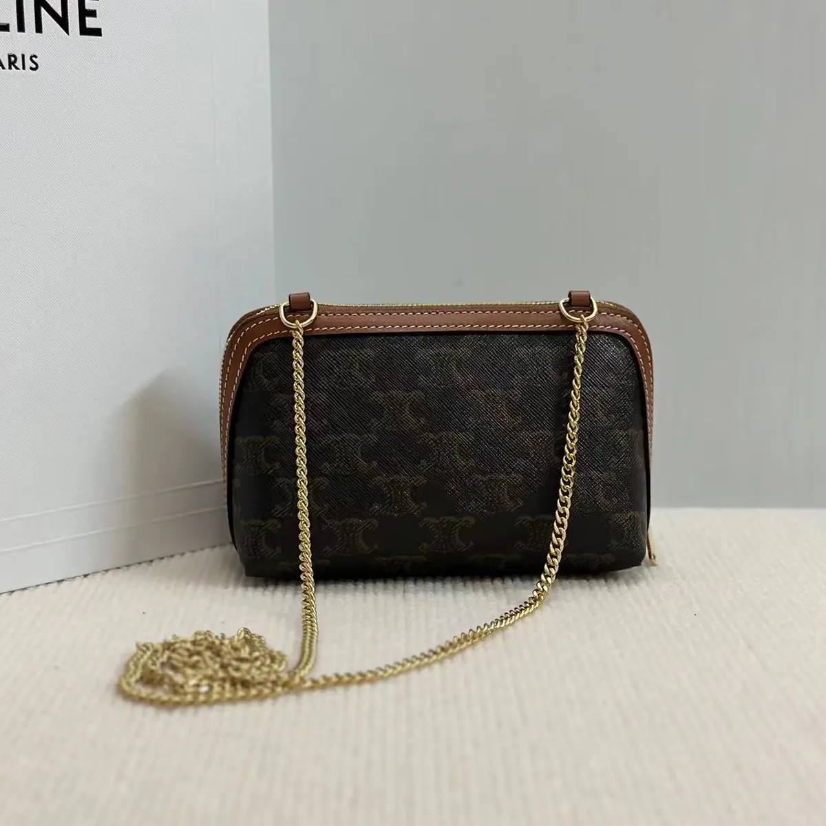 Celine Style Brown Leather Wallet Lookbook Reference image 3