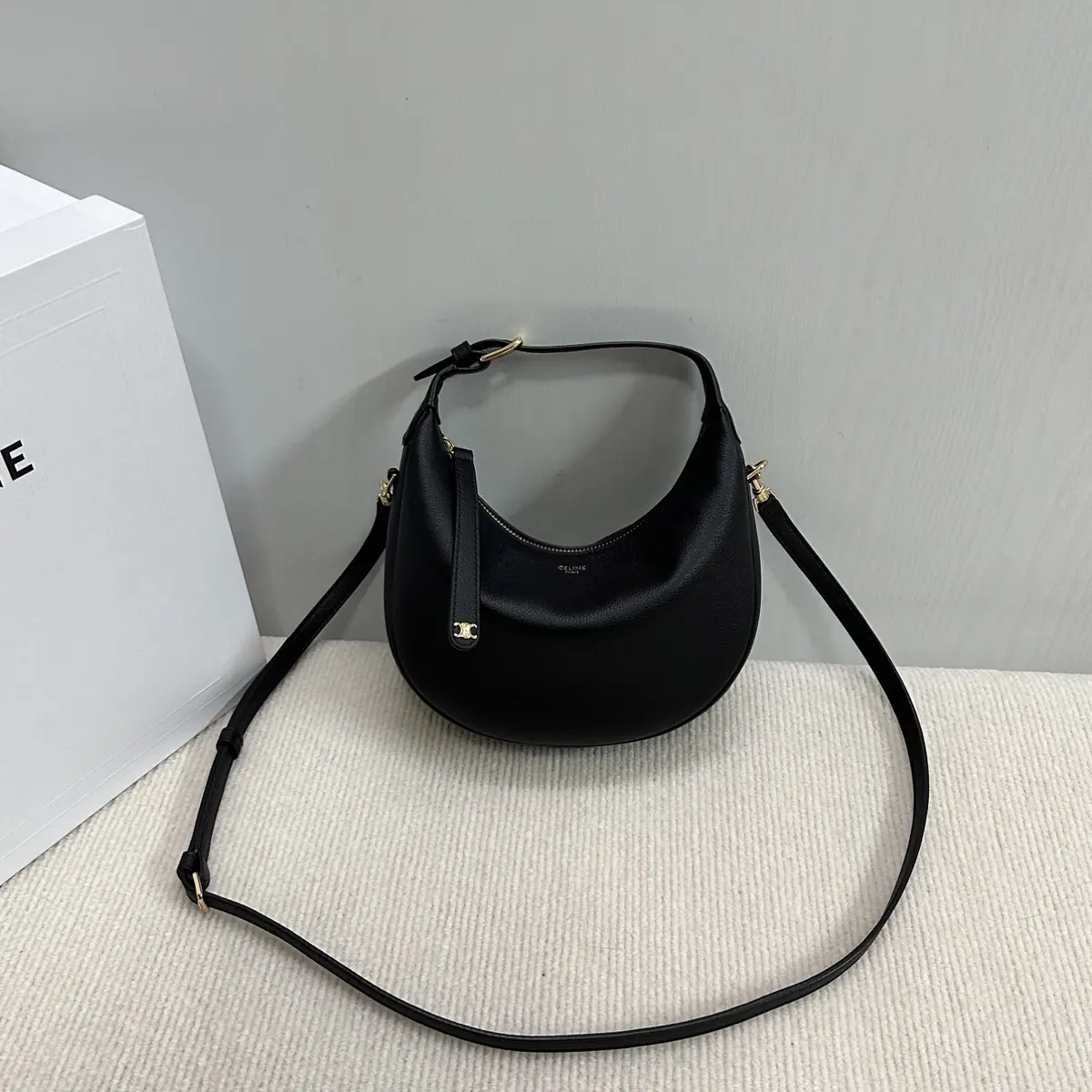 Celine Style Leather Hobo Bag Lookbook Reference image 1