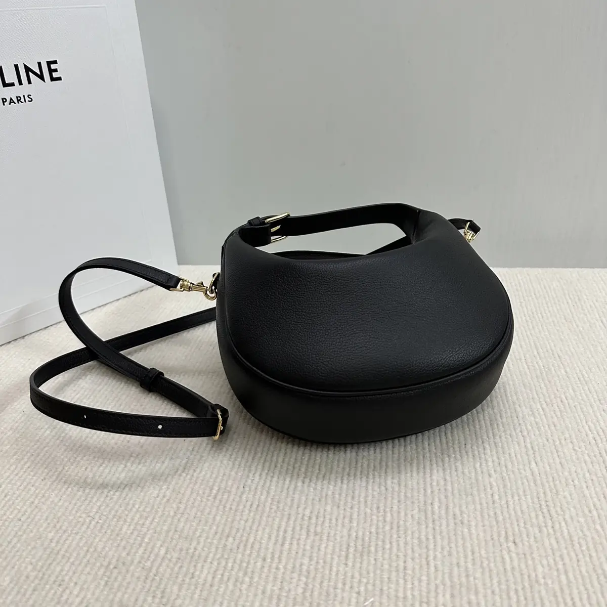 Celine Style Leather Hobo Bag Lookbook Reference image 3