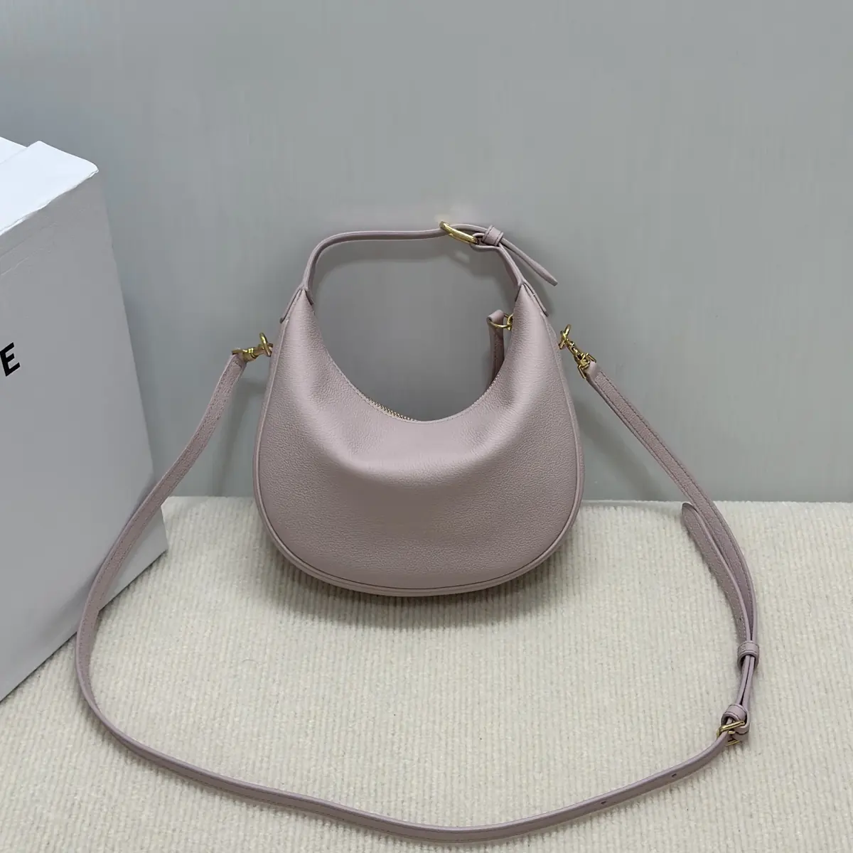 Celine Style Leather Hobo Bag Lookbook Reference image 2