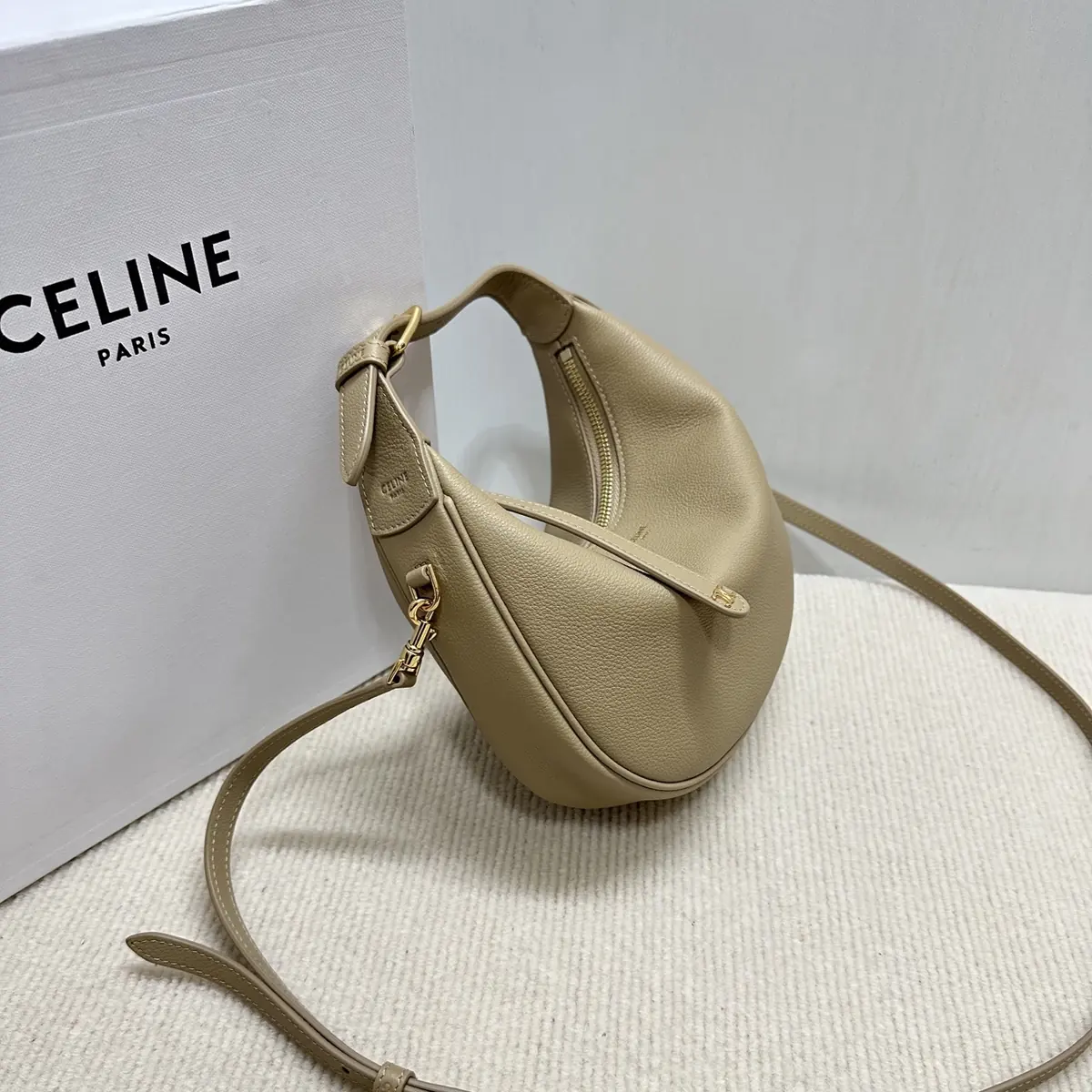 Celine Style Leather Hobo Bag Lookbook Reference image 3