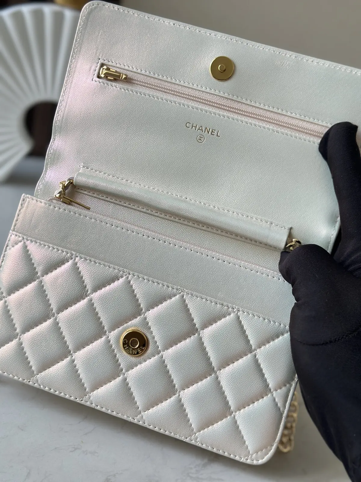 Chanel Style Beige Leather Wallet Lookbook Reference image 6