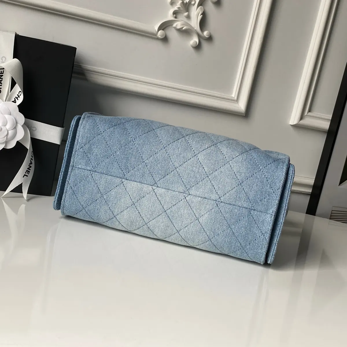 Chanel Style Black Denim Shoulder Bag Lookbook Reference image 5