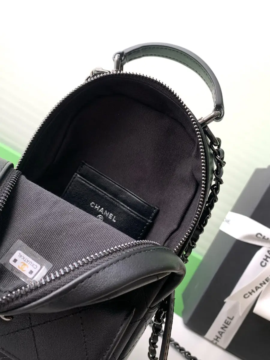 Chanel Style Black Leather Backpack Bags Backpack detail image 8 from source 764330