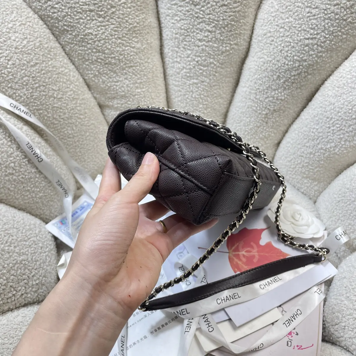 Chanel Style Black Leather Chain Bag Lookbook Reference image 3