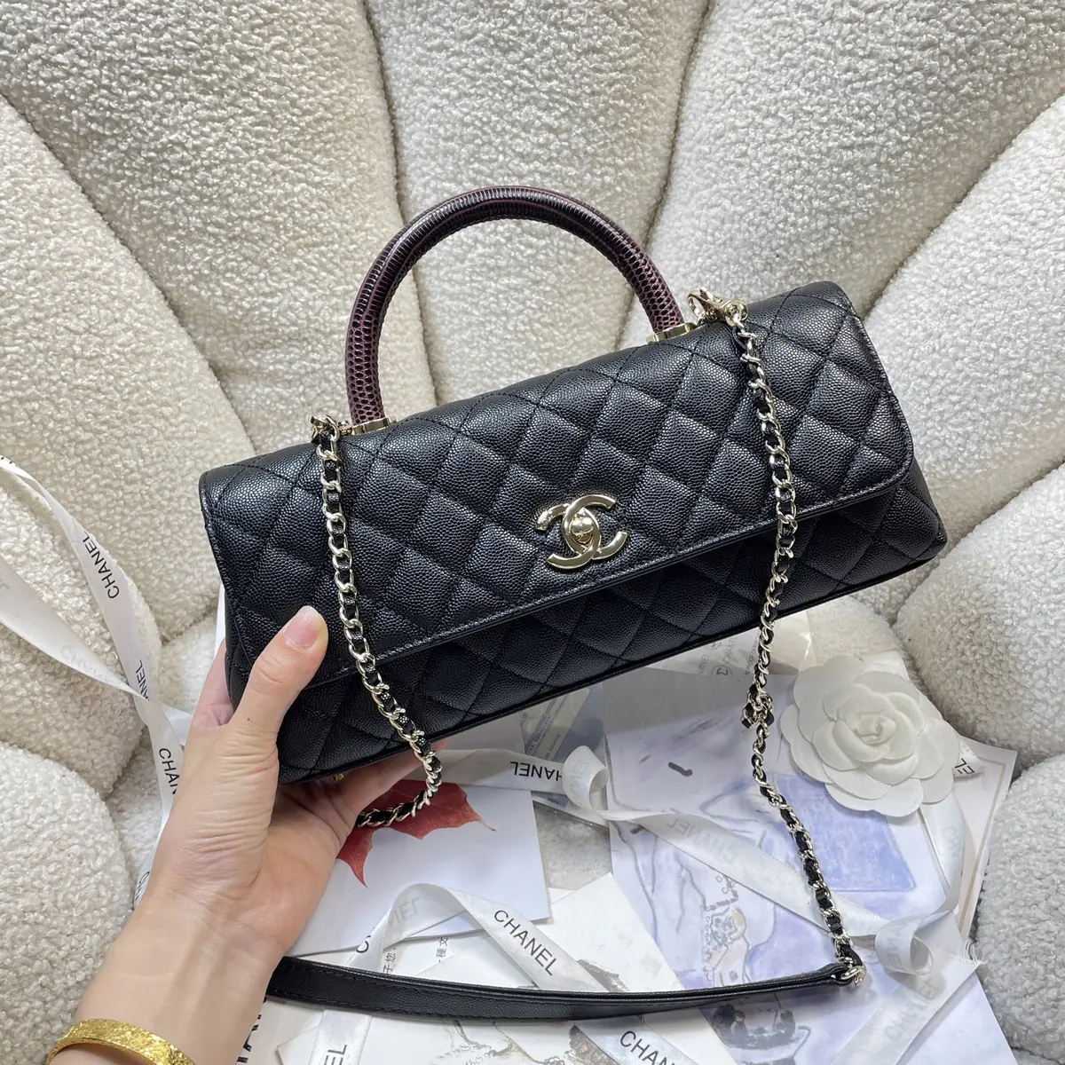 Chanel Style Black Leather Chain Bag Lookbook Reference image 2
