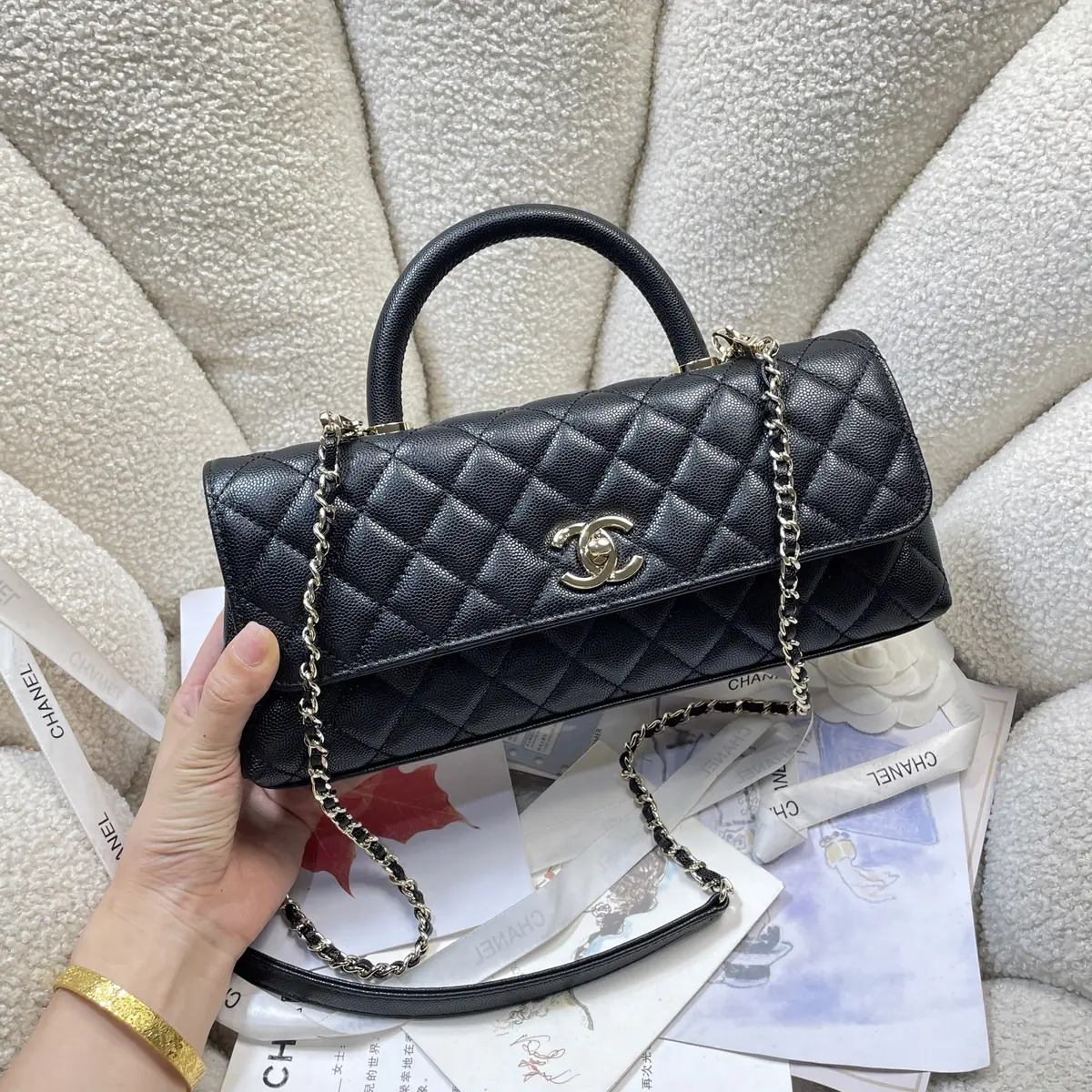 Chanel Style Black Leather Chain Bag Lookbook Reference image 2