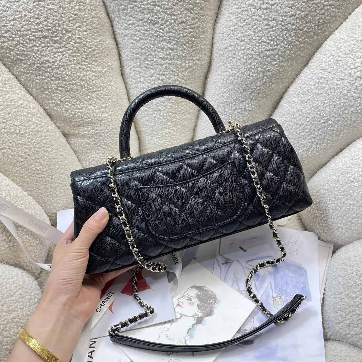 Chanel Style Black Leather Chain Bag Lookbook Reference image 4