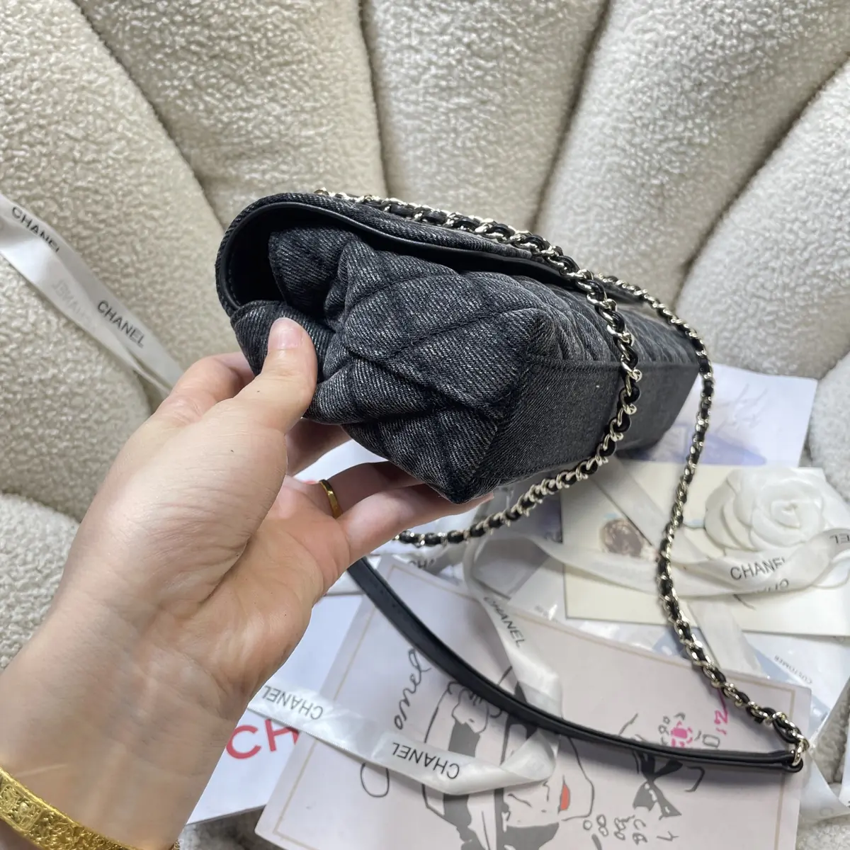 Chanel Style Black Leather Chain Bag Lookbook Reference image 3