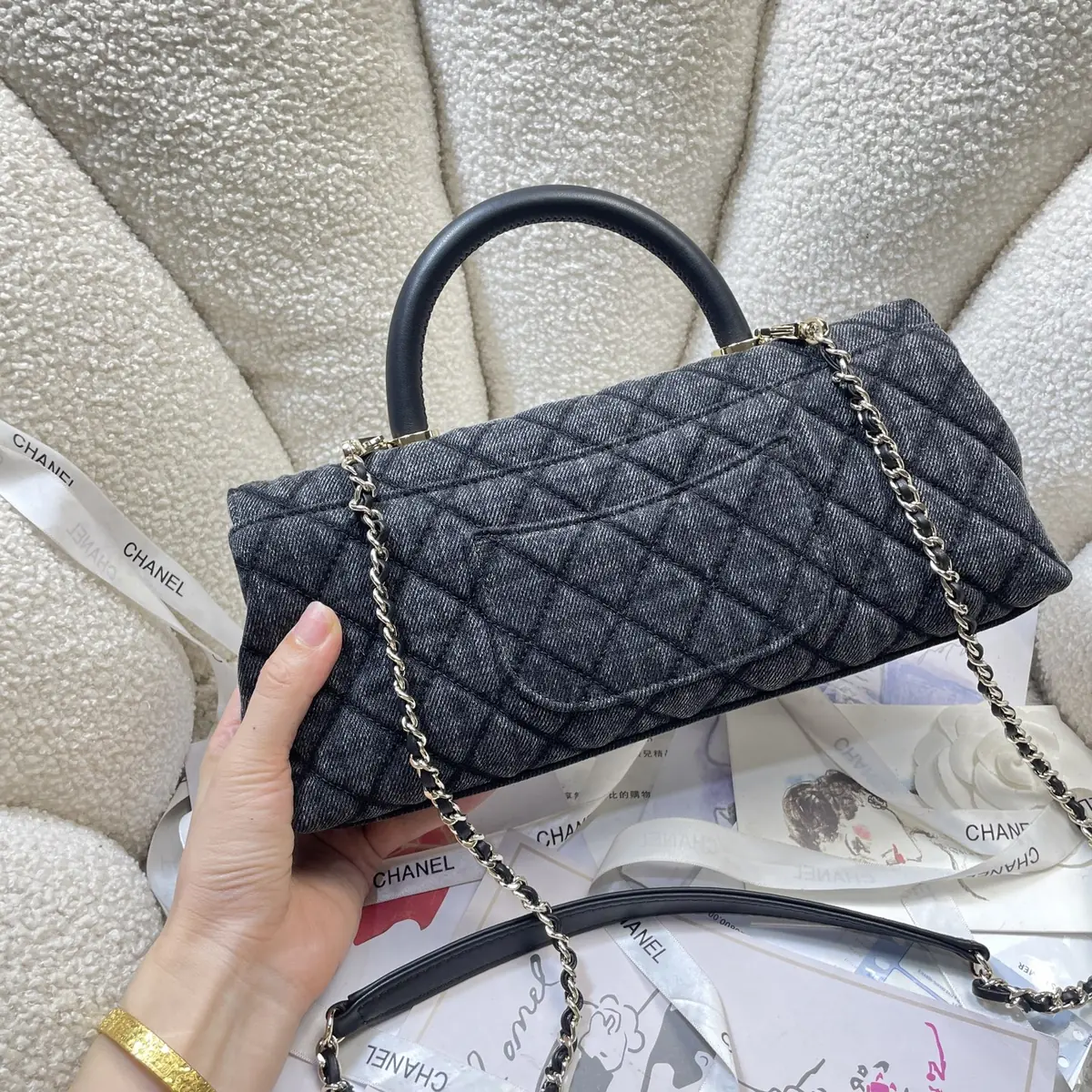 Chanel Style Black Leather Chain Bag Lookbook Reference image 4