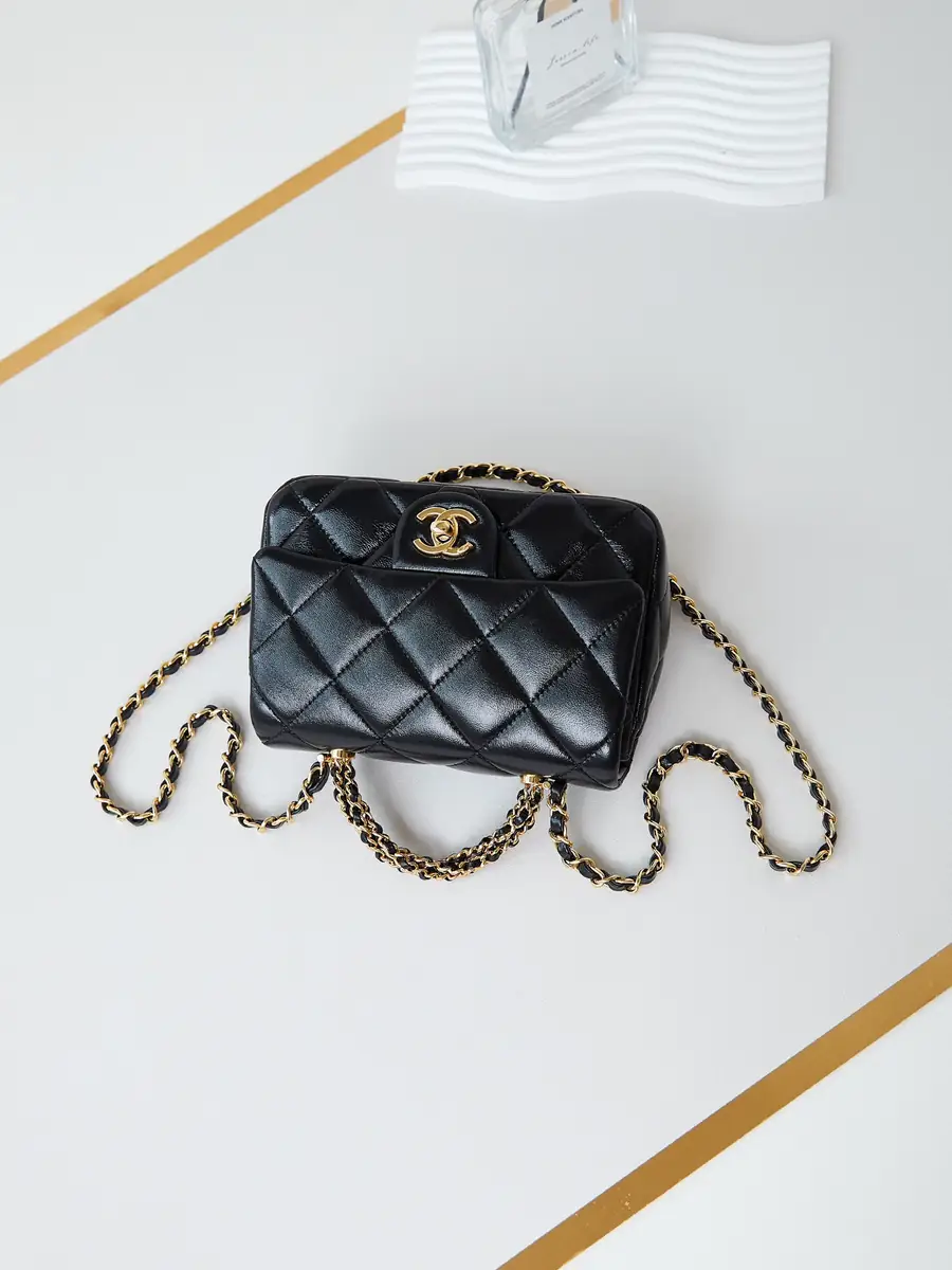 Chanel Style Black Leather Crossbody Bag Bags Crossbody Bag detail image 7 from source 764331