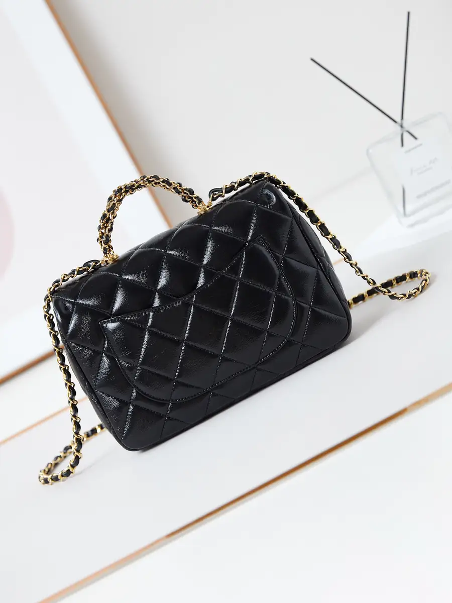 Chanel Style Black Leather Crossbody Bag Bags Crossbody Bag detail image 5 from source 764332
