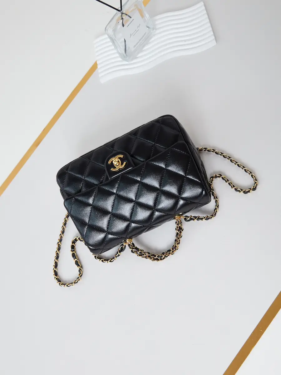 Chanel Style Black Leather Crossbody Bag Bags Crossbody Bag detail image 7 from source 764332