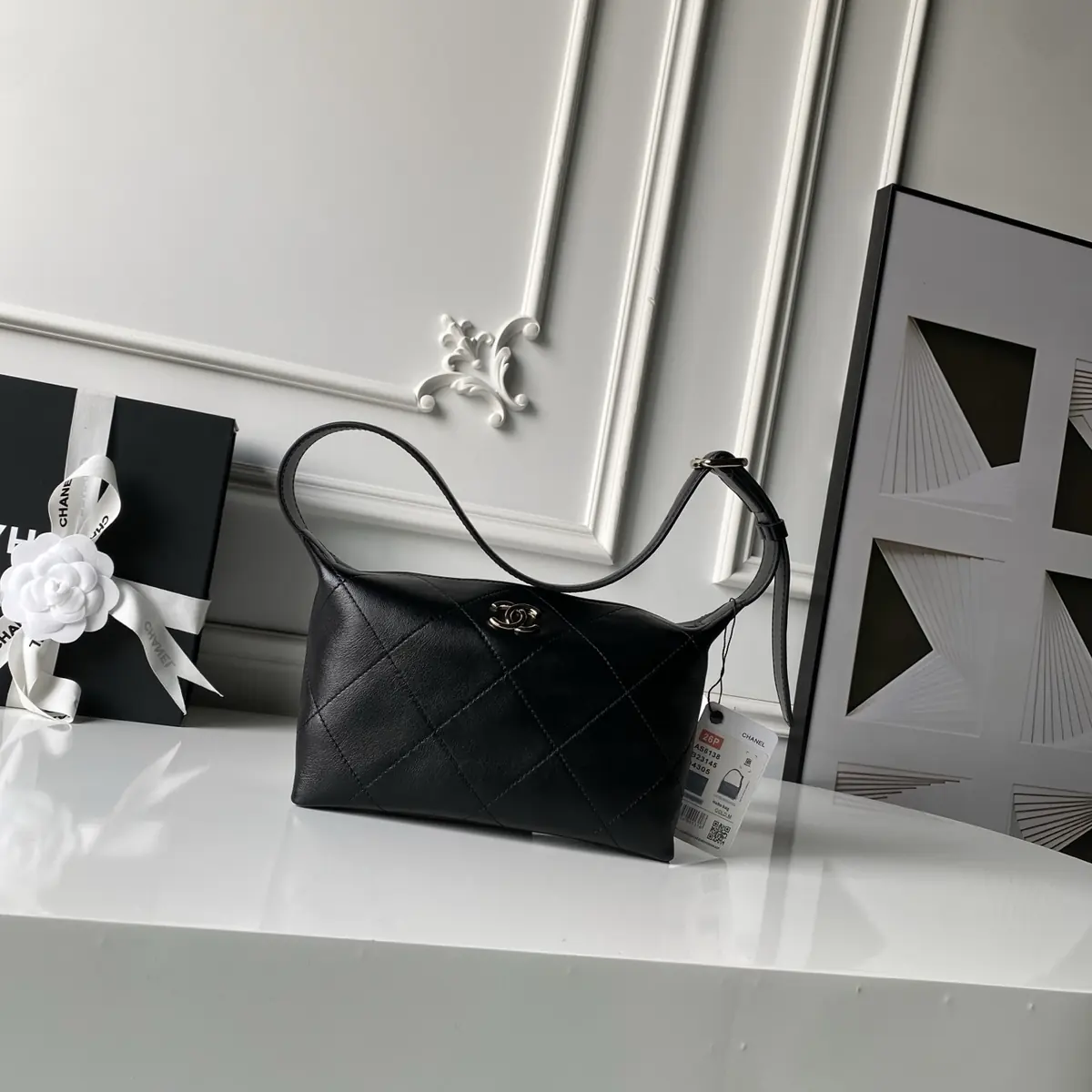 Chanel Style Black Leather Hobo Bag Bags Hobo Bag detail image 1 from source 764385