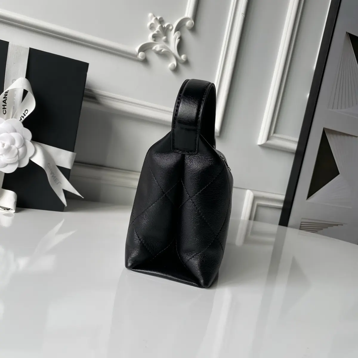 Chanel Style Black Leather Hobo Bag Bags Hobo Bag detail image 6 from source 764385